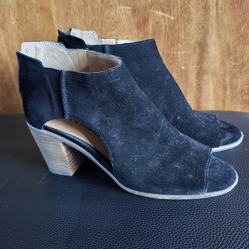 Lucky Brand Black Suede Heeled Boots
